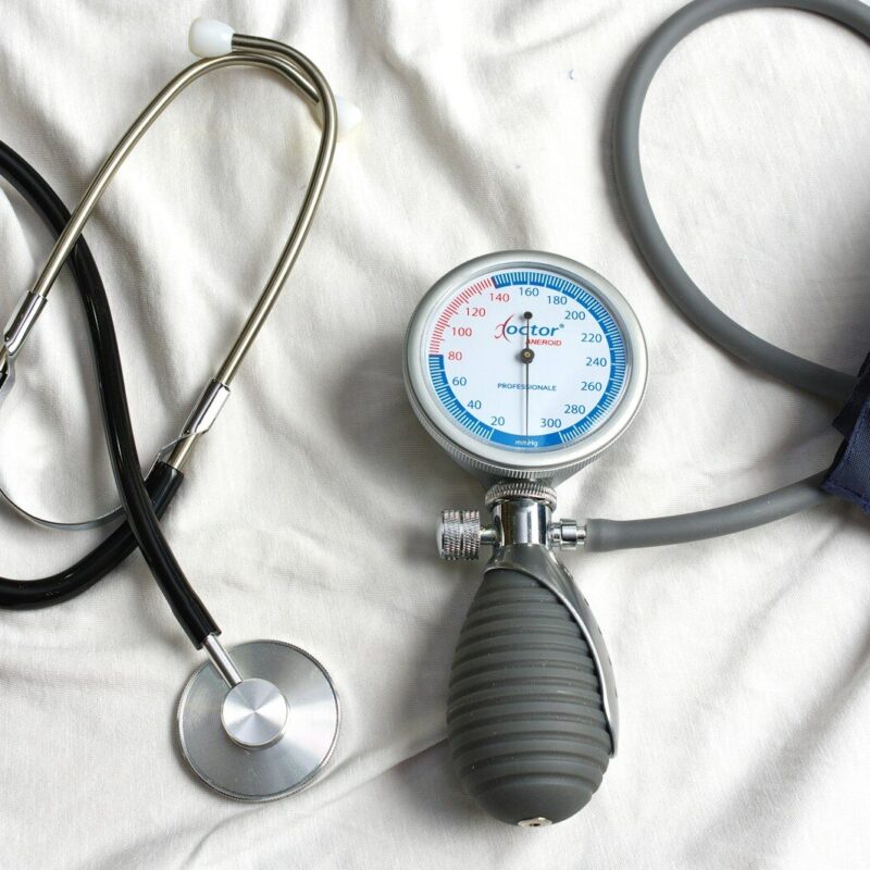Blood pressure cuff measuring a patient's blood pressure at Altitude Family Medicine